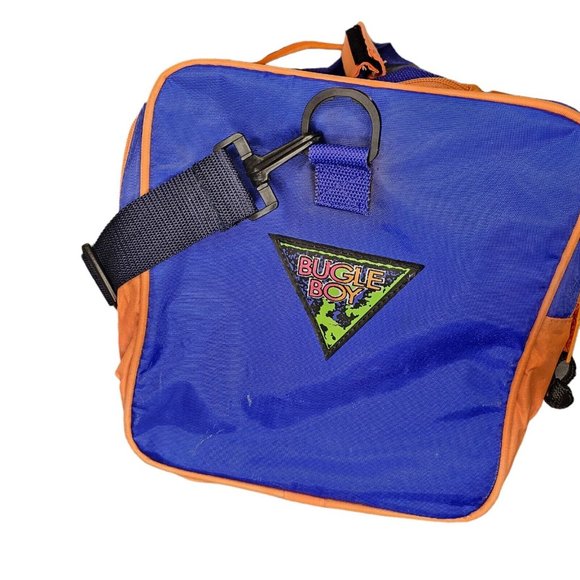 Vintage 90s Bugle Boy Duffle Gym Bag Weekender Overnight Blue Orange Streetwear‎ - Picture 4 of 16